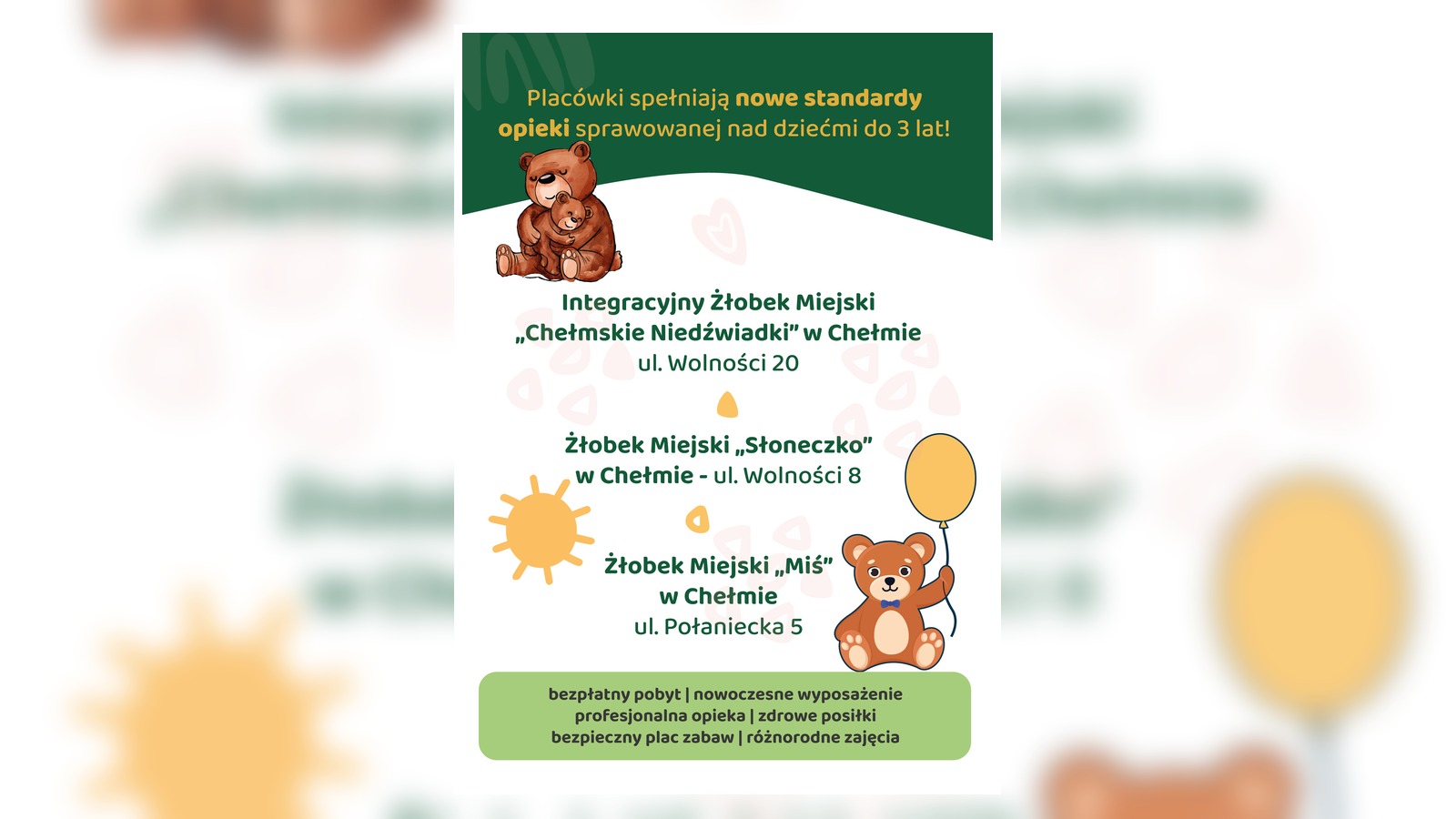 Żłobki Chełm - oficjalny plakat Zespołu Żłobków Miejskich w Chełmie