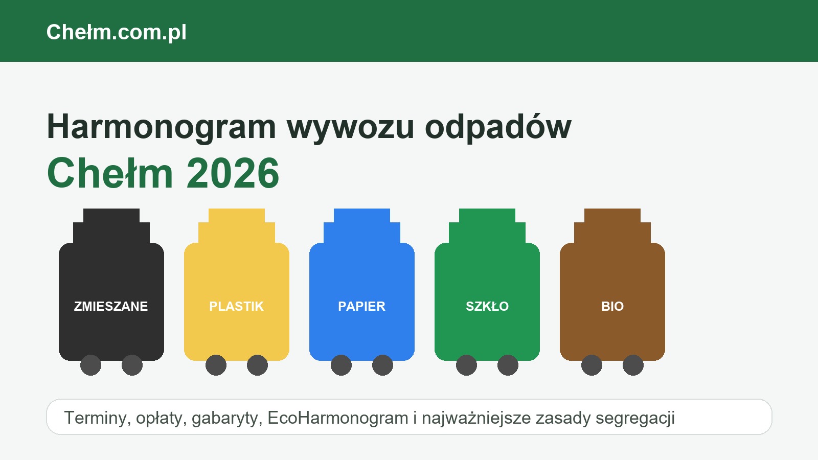 Harmonogram wywozu odpadów Chełm 2026 - terminy i zasady segregacji